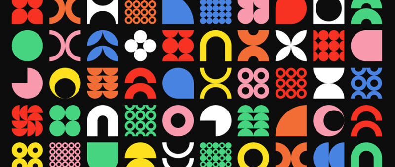 geometric shapes on black background