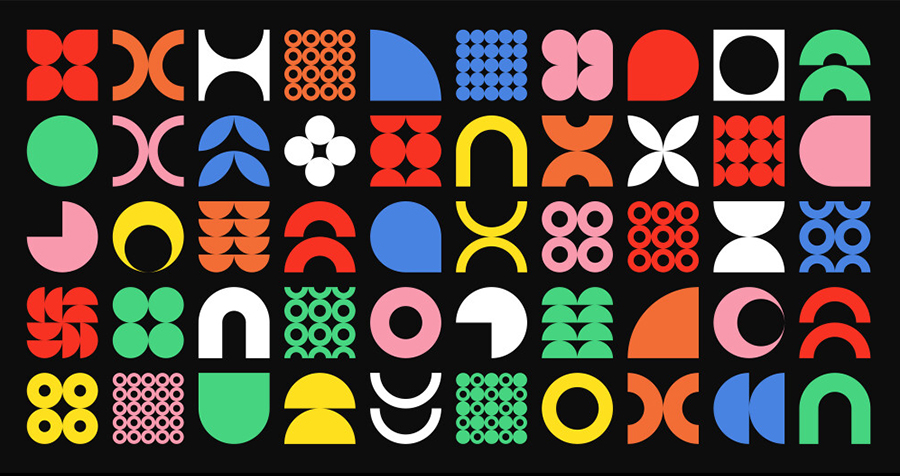 geometric shapes on black background
